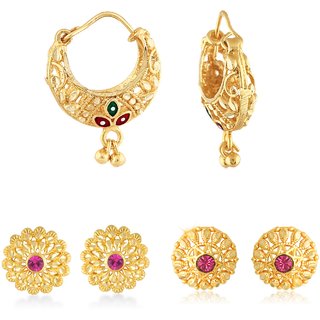 Allure Charming Alloy Gold Plated Stud and Chandbali Earring Combo set For Women and Girls - Earrings | Buy online on ZillyBuy