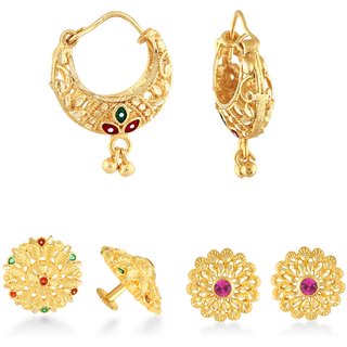 Allure Charming Alloy Gold Plated Stud and Chandbali Earring Combo set For Women and Girls - Earrings | Buy online on ZillyBuy