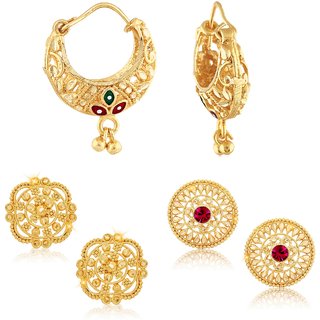 Sizzling Chunky Alloy Gold Plated Stud Earring Combo set For Women and Girls - Earrings | Buy online on ZillyBuy