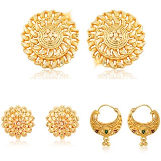 Sizzling Chunky Alloy Gold Plated Stud Earring Combo set For Women and Girls - Earrings | Buy online on ZillyBuy