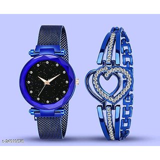 hrv magnetic strap12 diamond rose gold girls and women analog watch for girls