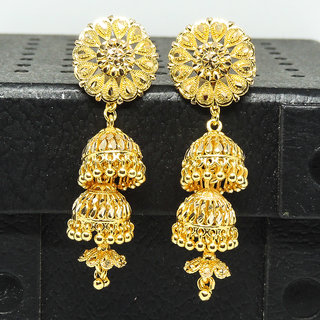 Traditional 1gm gold and micron plated  jhumkis - Earrings | Buy online on ZillyBuy