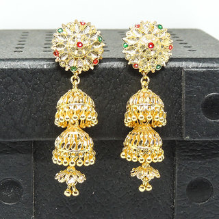 Traditional 1gm gold and micron plated  jhumkis - Earrings | Buy online on ZillyBuy