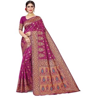 Sharda Creation Purple Jaquard Silk Embellished Saree - Sarees | Buy online on ZillyBuy