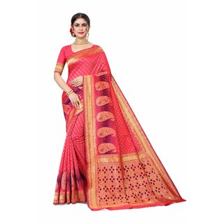 Sharda Creation Pink Jaquard Silk Embellished Saree - Sarees | Buy online on ZillyBuy