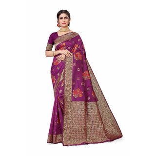 Sharda Creation Purple Jaquard Silk Embellished Saree - Sarees | Buy online on ZillyBuy