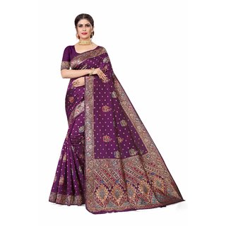 Sharda Creation Purple Jaquard Silk Embellished Saree - Sarees | Buy online on ZillyBuy