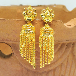 Traditional 1gm gold and micron plated  chained jhumki - Earrings | Buy online on ZillyBuy