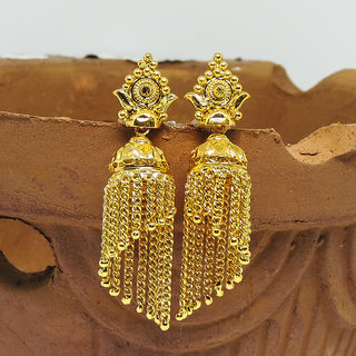 Traditional 1gm gold and micron plated chained  jhumkis - Earrings | Buy online on ZillyBuy