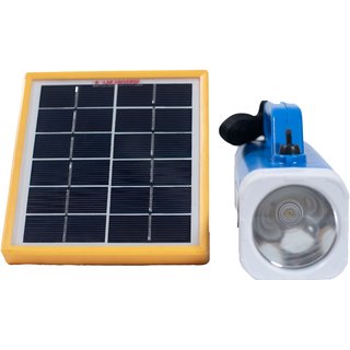SUI Rechargeable Solar LED Torch with Robust Holder, 24Wh Inbuilt Battery, 3W Solar Panel and Hybrid Charging