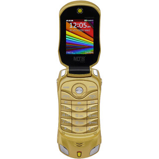 MTR Farari Car Shaped Flip Mobile Phone,Dual Sim, 1100 Mah Battery, Camera, Bluetooth, Big Sound, Fm (Golden Color) - Mobile Phone | Buy online on ZillyBuy
