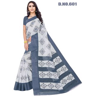 Sharda Creation Grey Colour Linen Printed Saree - Sarees | Buy online on ZillyBuy
