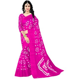 Sharda Creation Pink  Colour Linen Bandhani Printed Saree - Sarees | Buy online on ZillyBuy