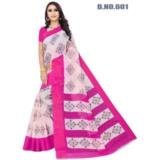 Sharda Creation Pink Colour Linen Printed Saree - Sarees | Buy online on ZillyBuy
