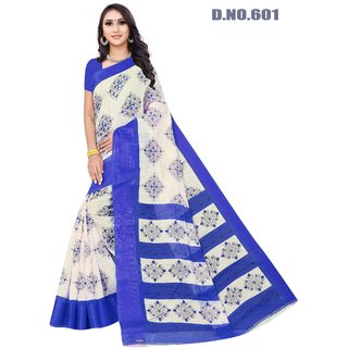 Sharda Creation Blue Colour Linen Printed Saree - Sarees | Buy online on ZillyBuy
