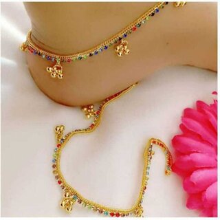 Indian Traditional Gold Plated Metal Multicolor Payal/Anklets By 5star online store - Anklets | Buy online on ZillyBuy