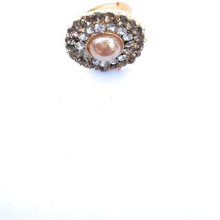pearl ring stug with american diamond