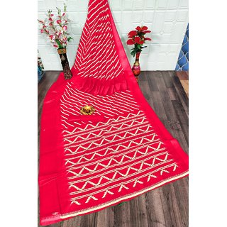 Sharda Creation Red Colour Bandhani Printed Saree - Sarees | Buy online on ZillyBuy
