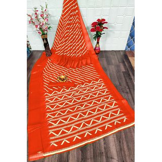 Sharda Creation Orange Colour Bandhani Printed Saree - Sarees | Buy online on ZillyBuy