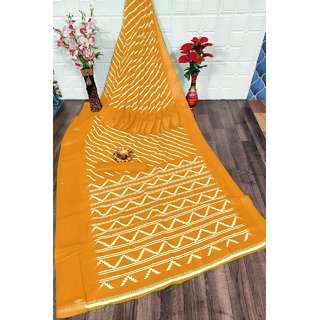 Sharda Creation Yellow Colour Bandhani Printed Saree - Sarees | Buy online on ZillyBuy