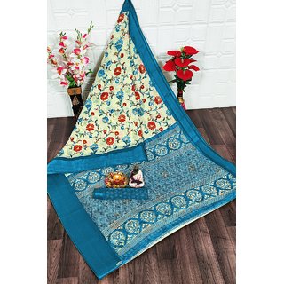 Sharda Creation Light Blue Flower Printed Saree - Sarees | Buy online on ZillyBuy
