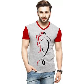 odoky mens ganesha printed half sleeves v neck t shirt