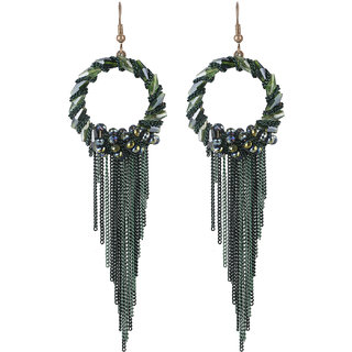 Green Chains Dangler Earrings for Girls Brass Material Made in India Earrings for Women's Fashion Jewellery for Party - Earrings | Buy online on ZillyBuy
