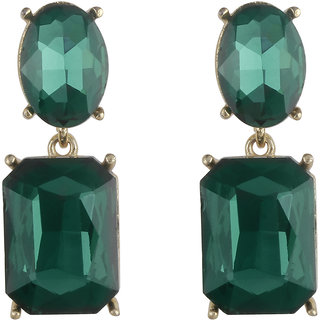 Drop Recto Crystal Stud Earrings for Girls Alloy Material Made in India Earrings for Women's Fashion Jewellery for Party - Earrings | Buy online on ZillyBuy