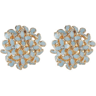 American Diamond Silver Stud Enamel Daisy Flower Earrings for Girls Alloy Material Earrings for Womens Fashion Jewellery - Earrings | Buy online on ZillyBuy