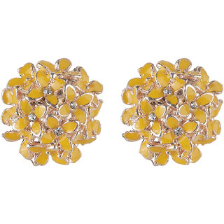 American Diamond Gold Stud Enamel Daisy Flower Earrings for Girls Alloy Material for Women's Fashion Jewellery for Party - Earrings | Buy online on ZillyBuy