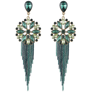 Green Chain Dangling Markis Dangler Earrings for Girls Alloy Material Earrings for Women's Fashion Jewellery for Party - Earrings | Buy online on ZillyBuy
