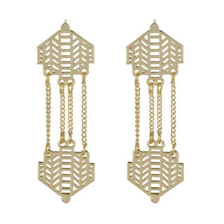 Brass Filigree Double Penta Drop Earrings for Girls Brass Material Earrings for Women's Fashion Jewellery for Festival - Earrings | Buy online on ZillyBuy