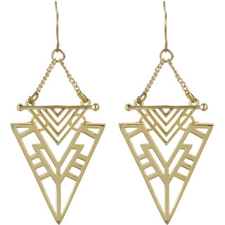 Double Triangle Filigree Brass Earrings for Girls Brass Material Earrings for Women's Fashion Jewellery for Festival - Earrings | Buy online on ZillyBuy