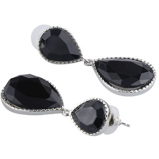 Twin Black Drop Earrings Natural Stone Copper Alloy Drop Hook Fashion Jewelry Earrings for Girls  Women's - Black - Earrings | Buy online on ZillyBuy