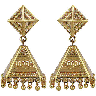 Triangle Jhumki Barfi Top Brass Material Drop Hook Women's Fashion Jewelry Jhumki Earrings for Girls  Women's - Golden - Earrings | Buy online on ZillyBuy