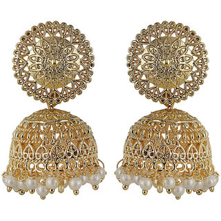 Filigreee Jhumki Filigree Top Earrings Golden Alloy Copper Material Drop Hook Earrings for Women's Fashion Jewelry - Earrings | Buy online on ZillyBuy