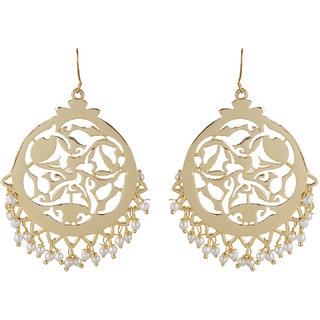 Filigree Freehand Plain Brass Earrings Golden Alloy Copper Material Drop Hook Earrings for Women's Fashion Jewelry - Earrings | Buy online on ZillyBuy