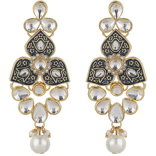 Triple Triangle Traditional Enamle Earrings Golden Black Alloy Copper Material Earrings for Women's Fashion Jewelry - Earrings | Buy online on ZillyBuy