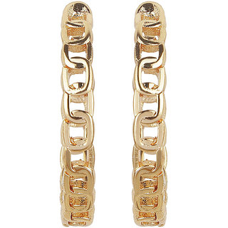 Single Chain Hoop Golden Hoop Earrings Brass Alloy Copper Material Earrings for Women's Fashion Jewelry - Earrings | Buy online on ZillyBuy