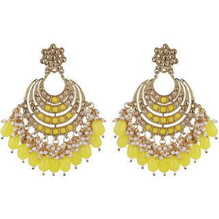 Chand Baali American Diamond  Crystal Earrings Golden  Yellow Brass  Copper Earrings for Women's Fashion Jewelry - Earrings | Buy online on ZillyBuy