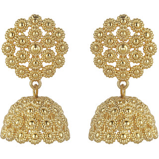 Flower Filigree Jhumki Earrings for Women's Color Golden Brass  Copper Material Earrings for Women's Fashion Jewelry - Earrings | Buy online on ZillyBuy