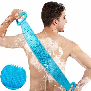 double sided silicon body scrubber belt for bath back scrubbing brush or washer for dead skin removal for mens women