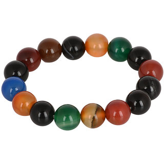 KESAR ZEMS Natural Multi Crystal 12 MM Stone Bracelet Stretchable Wrist Stylish Band For Unisex  10 x 2 x 1 CM Multi. - Bangles & Bracelets | Buy online on ZillyBuy