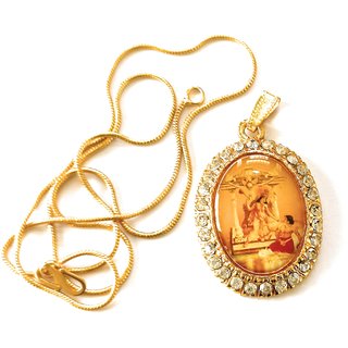 shatru vinashak maa baglamukhi gold plated locket with golden chain