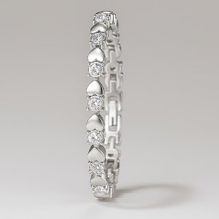 Heart Shaped Silver Plated American Diamond Metal Bracelet For Women - Bangles & Bracelets | Buy online on ZillyBuy