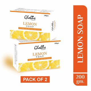 globus naturals refreshing lemon vitamin c soap for skin lightening brightening 100gm set of 2