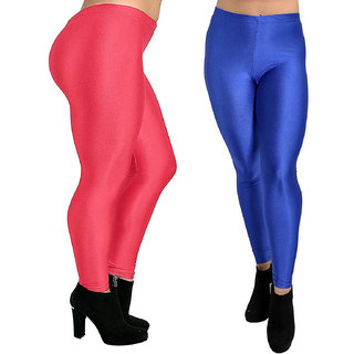 homeshop shiny lycra leggings for women and girls pack of 2 gajri royalblue