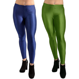 homeshop shiny lycra leggings for women and girls pack of 2 navyblue mehandi