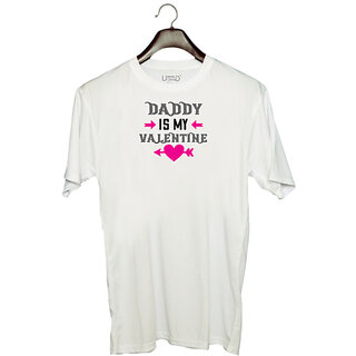 UDNAG Unisex Round Neck Graphic 'Daddy | daddy is my valentine' Polyester T-Shirt White