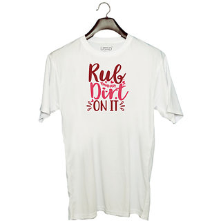 UDNAG Unisex Round Neck Graphic Baseball, Rub dirt on it Polyester T-Shirt White